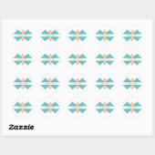 Blauwgroen Coral Geometric Triad Dank u Stickers (Vel)