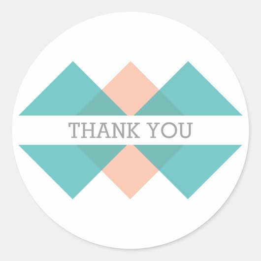 Blauwgroen Coral Geometric Triad Dank u Stickers (Voorkant)