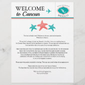 Blauwgroen Coral Mexico Wedding Welcome Letter (Voorkant)