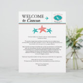 Blauwgroen Coral Mexico Wedding Welcome Letter (Staand voorkant)