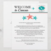Blauwgroen Coral Mexico Wedding Welcome Letter (Voorkant / Achterkant)