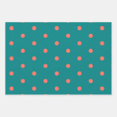 Blauwgroen Coral Polka Dot Gift Wrapping Paper (Voorkant 2)