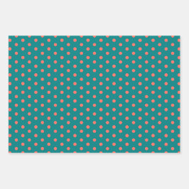 Blauwgroen Coral Polka Dot Gift Wrapping Paper