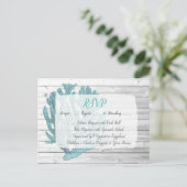Blauwgroen Coral RSVP Wedding Briefkaart (Staand voorkant)