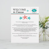 Blauwgroen Coral Wedding Welcome Letter voor Mexic (Staand voorkant)