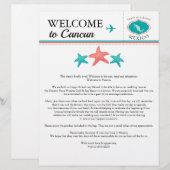 Blauwgroen Coral Wedding Welcome Letter voor Mexic (Voorkant / Achterkant)