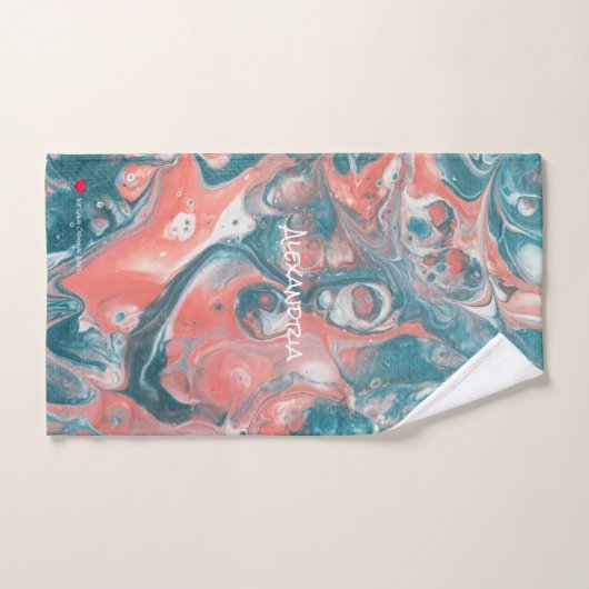 Blauwgroen Coral White Abstract Sweat Towel Handdoek (Handdoek)