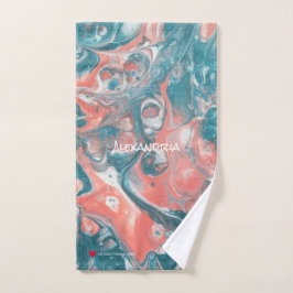 Blauwgroen Coral White Abstract Sweat Towel Handdoek