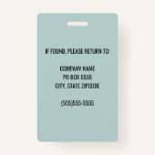 Blauwgroen Corporate Logo Medewerker Fotobadge Badge (Achterkant)