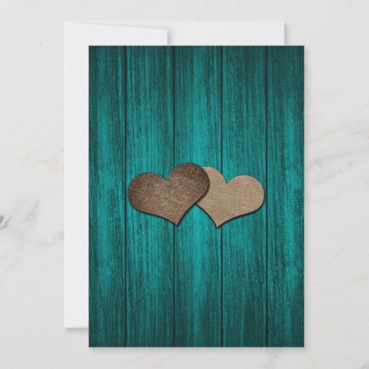 Blauwgroen Country Wood Burlap Bloemen Kant Foto H Kaart (Achterkant)