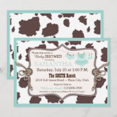 Blauwgroen Cowgirl Baby shower Tutu Kaart (Voorkant / Achterkant)