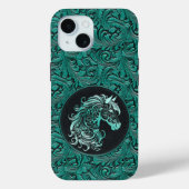 Blauwgroen cowgirl bloemengereedschap lederen paar Case-Mate iPhone case (Achterkant)