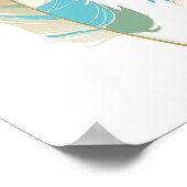 Blauwgroen, cream- en groene veren met DIY-naam Poster (Hoek)