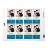 Blauwgroen Cream Floral Foto Trouwlabels Etiket (Full Sheet)