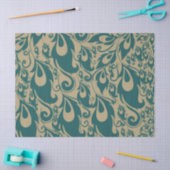 Blauwgroen crème pauwenveren tissuepapier (Craft)