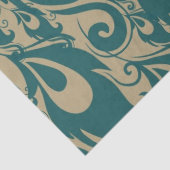 Blauwgroen crème pauwenveren tissuepapier (Detail)