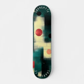 Blauwgroen, Crème, Rood Abstract Geometrisch Skate Persoonlijk Skateboard (Voorkant)
