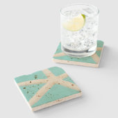 Blauwgroen crème van de zeeglever stenen onderzetter (Zijkant)