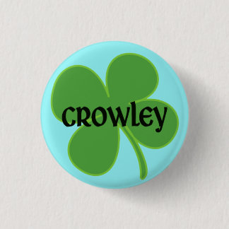 Blauwgroen Crowley Pin met Shamrock Ronde Button 3,2 Cm