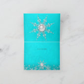 Blauwgroen Crystal Pearl Sneeuwvlok Silver Dank u  Bedankkaart (Binnen)