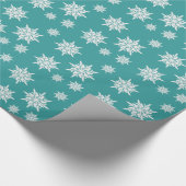 Blauwgroen Crystal Snowflakes Christmas Gift Wrap  Cadeaupapier (Hoek)