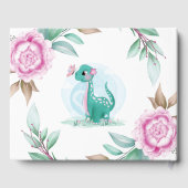 Blauwgroen Cute Dinosaur met Butterfly Baby shower Gastenboek (Achterkant)