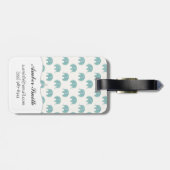 Blauwgroen Cute Elephant Patroon Bagagelabel (Achterkant horizontaal)