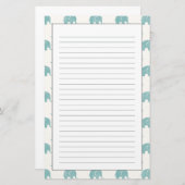Blauwgroen Cute Elephant Patroon Briefpapier (Voorkant / Achterkant)