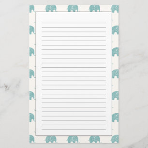 Blauwgroen Cute Elephant Patroon Briefpapier