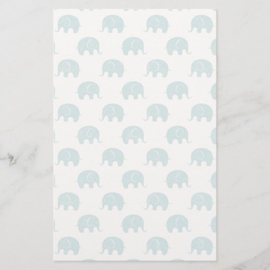 Blauwgroen Cute Elephant Patroon Briefpapier (Voorkant)