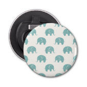 Blauwgroen Cute Elephant Patroon Button Flesopener (Voorkant)