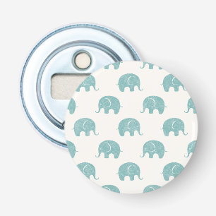 Blauwgroen Cute Elephant Patroon Button Flesopener