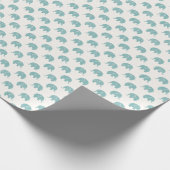 Blauwgroen Cute Elephant Patroon Cadeaupapier (Hoek)