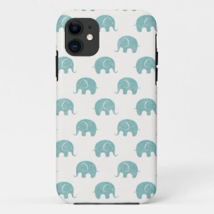 Blauwgroen Cute Elephant Patroon iPhone 11 Hoesje