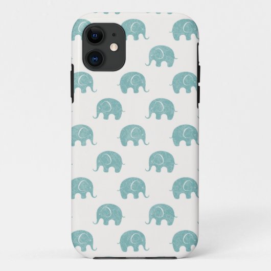 Blauwgroen Cute Elephant Patroon Case-Mate iPhone Case (Achterkant)