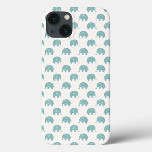 Blauwgroen Cute Elephant Patroon Case-Mate iPhone Case (Achterkant)