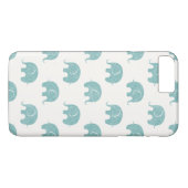 Blauwgroen Cute Elephant Patroon Case-Mate iPhone Case (Achterkant (Horizontaal))