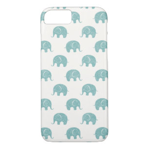 Blauwgroen Cute Elephant Patroon iPhone 8/7 Hoesje