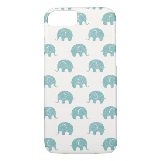 Blauwgroen Cute Elephant Patroon Case-Mate iPhone Case (Achterkant)