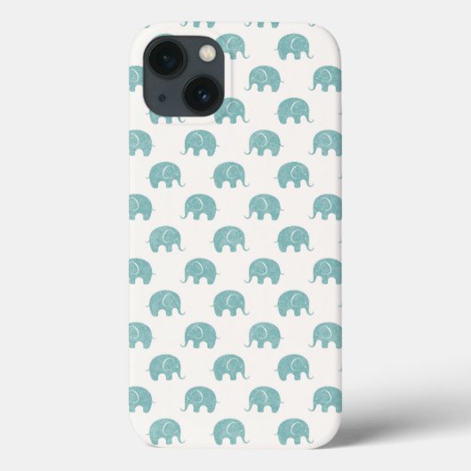 Blauwgroen Cute Elephant Patroon Case-Mate iPhone Case (Achterkant)
