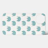 Blauwgroen Cute Elephant Patroon Case-Mate iPhone Case (Achterkant (horizontaal))