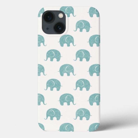 Blauwgroen Cute Elephant Patroon Case-Mate iPhone Case (Achterkant)