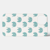 Blauwgroen Cute Elephant Patroon Case-Mate iPhone Case (Achterkant (horizontaal))