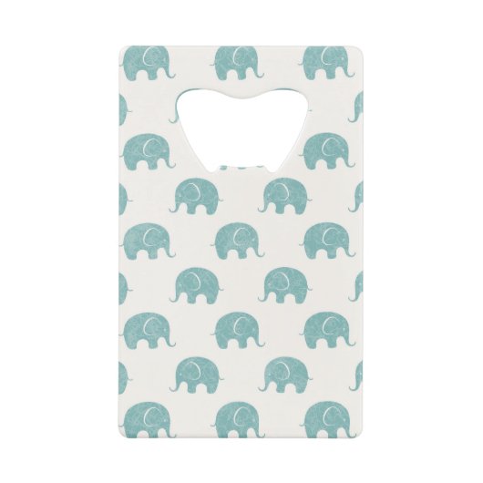Blauwgroen Cute Elephant Patroon Creditkaart Flessenopener (Voorkant)