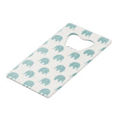 Blauwgroen Cute Elephant Patroon Creditkaart Flessenopener (Voorkant Gekanteld)