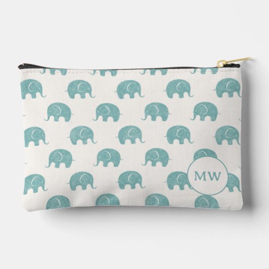 Blauwgroen Cute Elephant Patroon Etui (Achterkant)