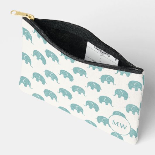 Blauwgroen Cute Elephant Patroon Etui (Open)