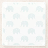 Blauwgroen Cute Elephant Patroon Glazen Onderzetter (Achterkant)
