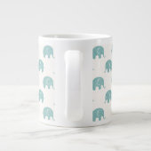 Blauwgroen Cute Elephant Patroon Grote Koffiekop (Achterkant)