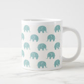 Blauwgroen Cute Elephant Patroon Grote Koffiekop (Rechts)